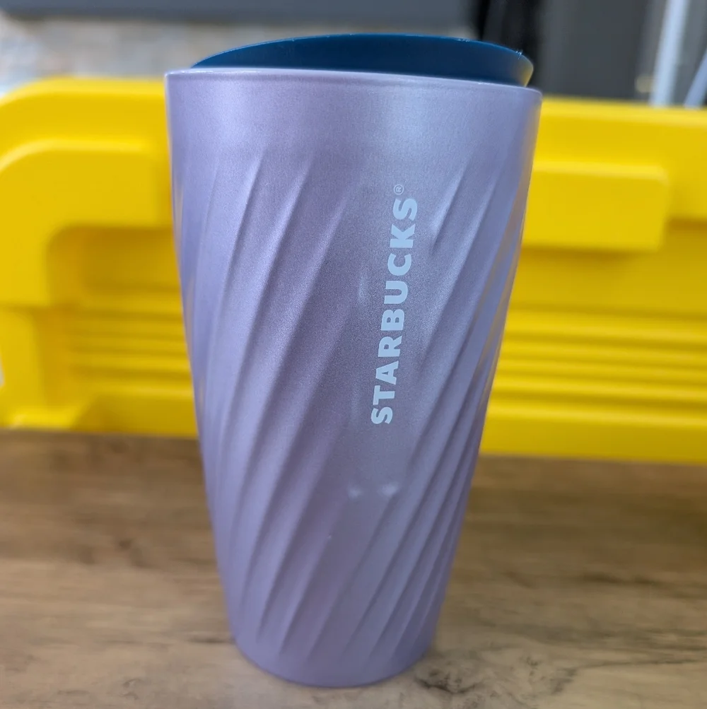 Starbucks Metallic Lilac Subzero Ceramic 12oz Insulated Tumbler w/ Blue Lid